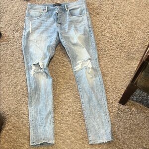 Men's Light Blue Distressed Skinny Jeans